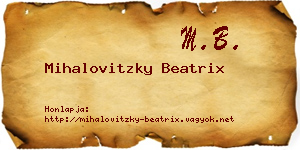 Mihalovitzky Beatrix névjegykártya